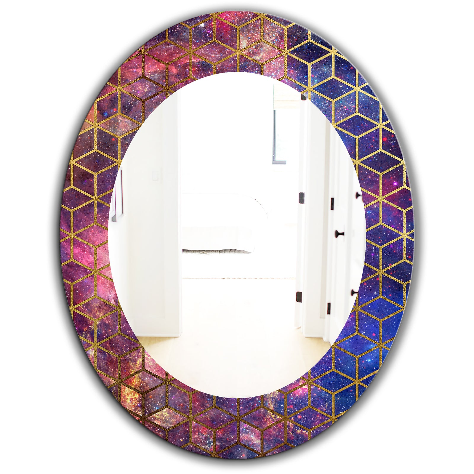 Capital Gold Honeycomb 8 - Modern Mirror - Frameless Oval or Round Wall Mirror