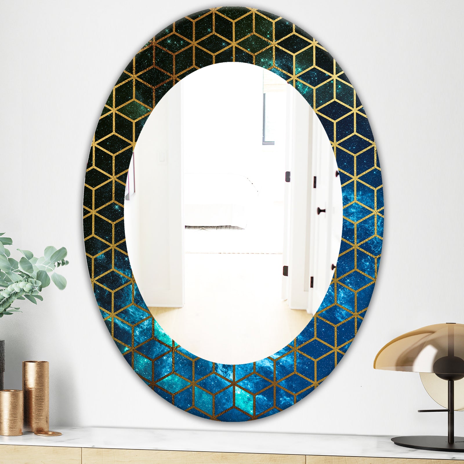 Capital Gold Honeycomb 11 - Modern Mirror - Frameless Oval or Round Wall Mirror