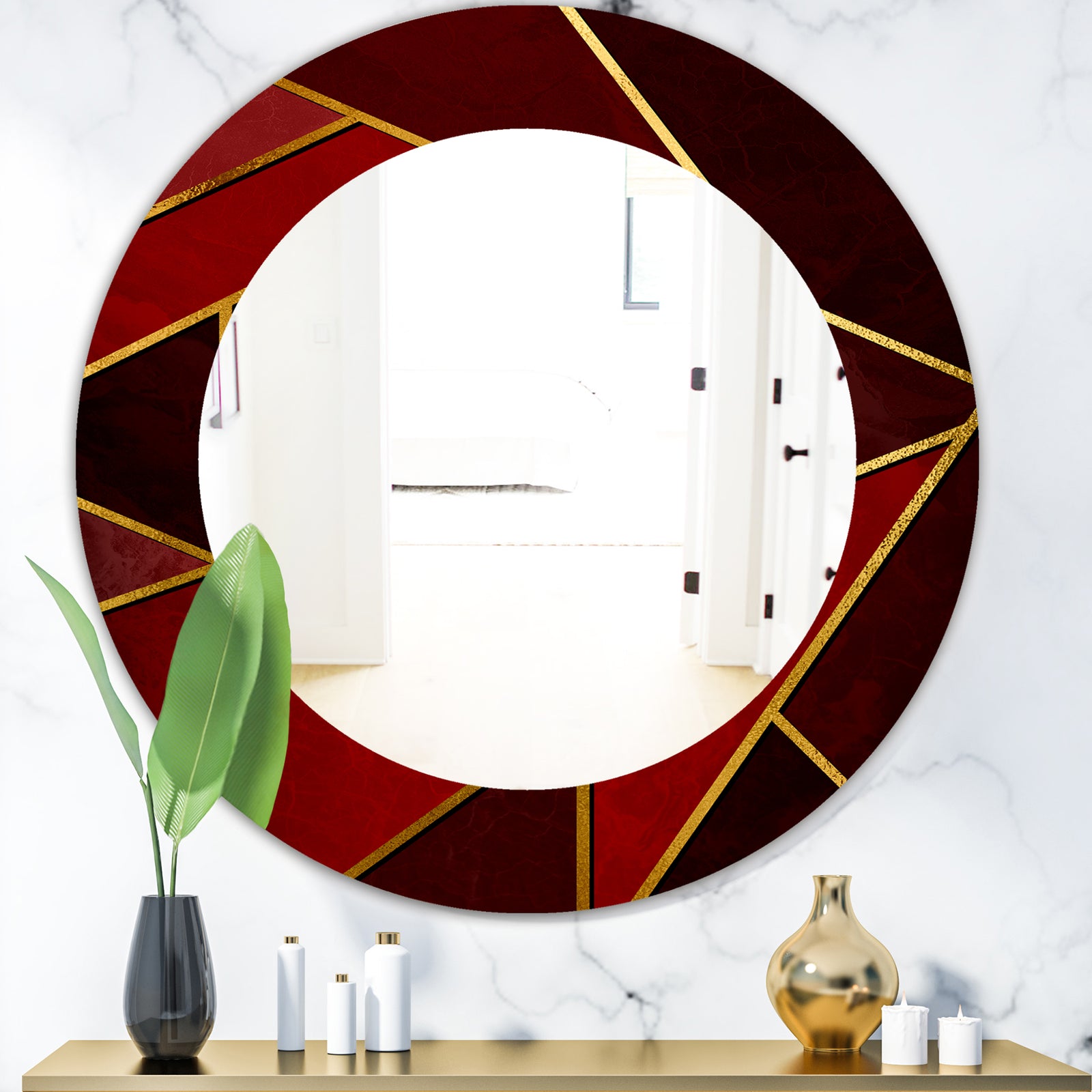 Capital Gold Honeycomb 12 - Modern Mirror - Frameless Contemporary Oval or Round Bathroom Mirror