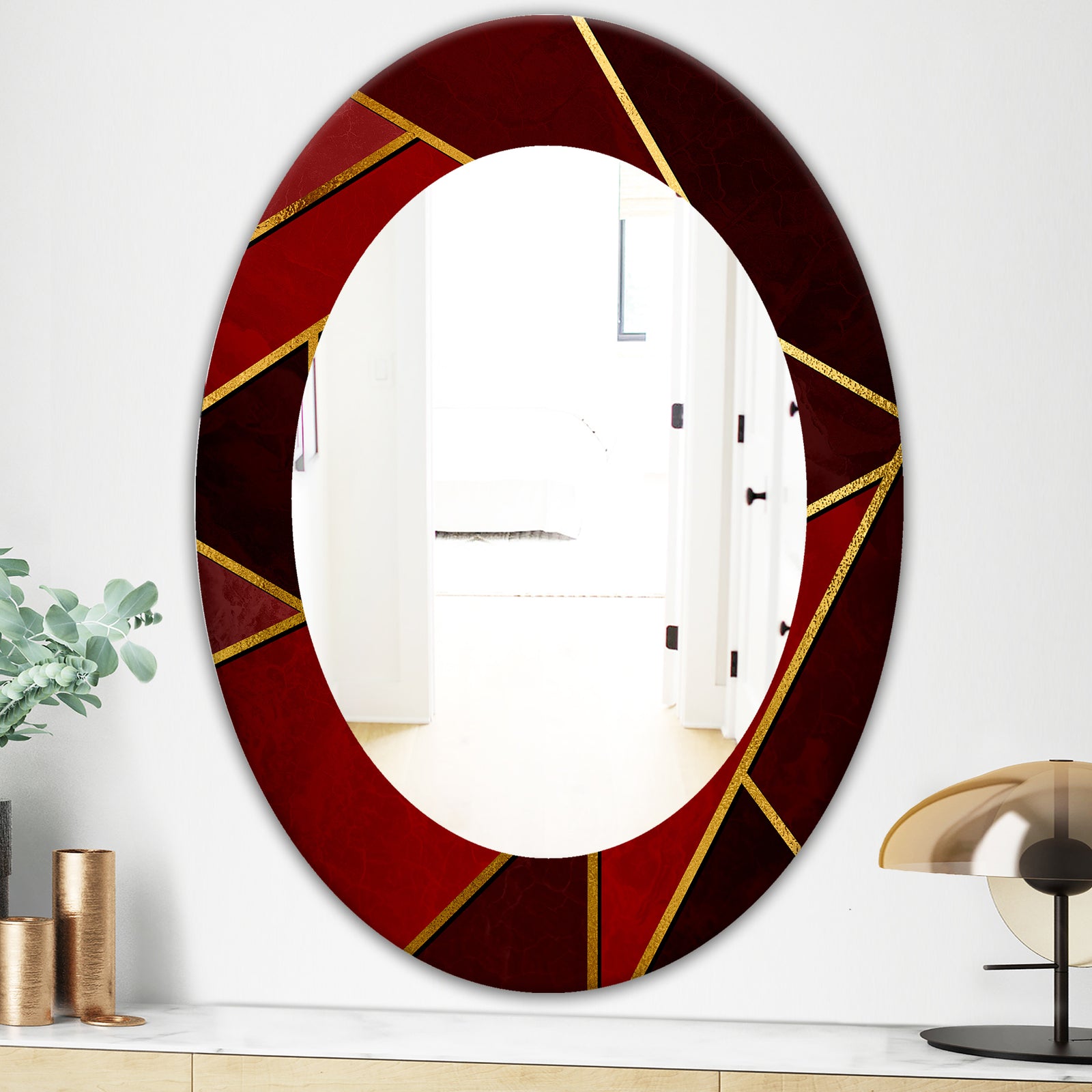 Capital Gold Honeycomb 12 - Modern Mirror - Frameless Contemporary Oval or Round Bathroom Mirror