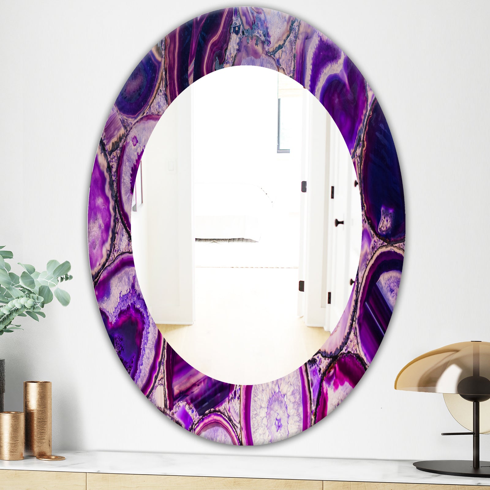 Marbled Geode 9 - Mid-Century Mirror - Oval or Round Wall Mirror
