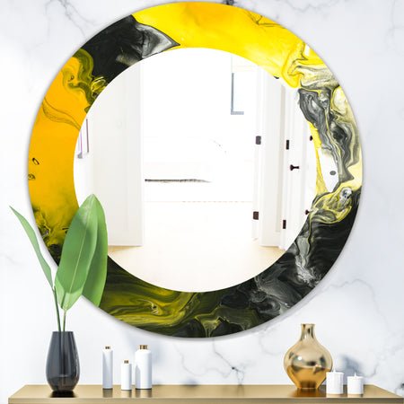 Marbled Yellow 1 - Modern Mirror - Oval or Round Wall Mirror