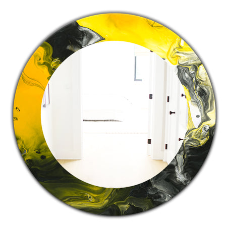 Marbled Yellow 1 - Modern Mirror - Oval or Round Wall Mirror