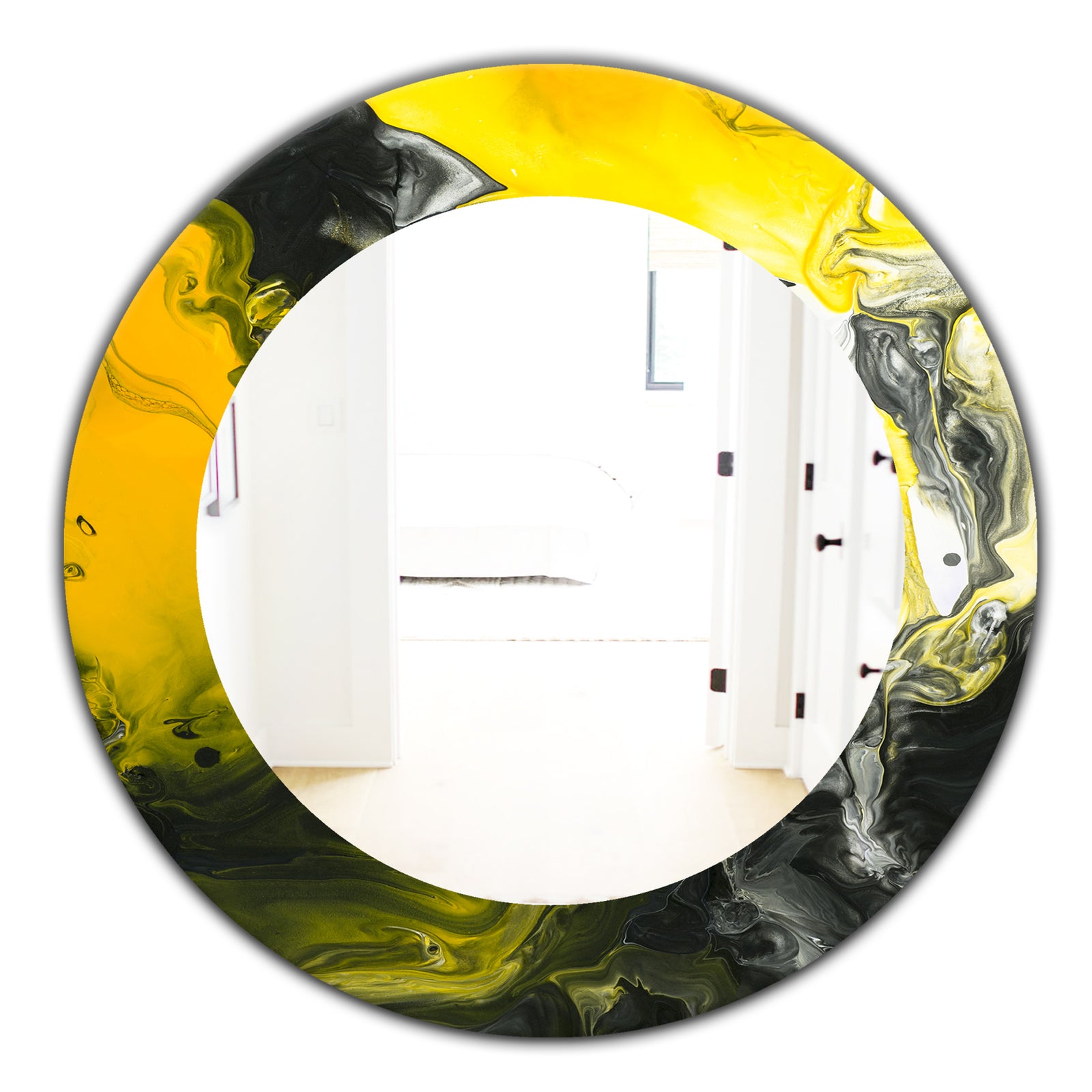 Marbled Yellow 1 - Modern Mirror - Oval or Round Wall Mirror