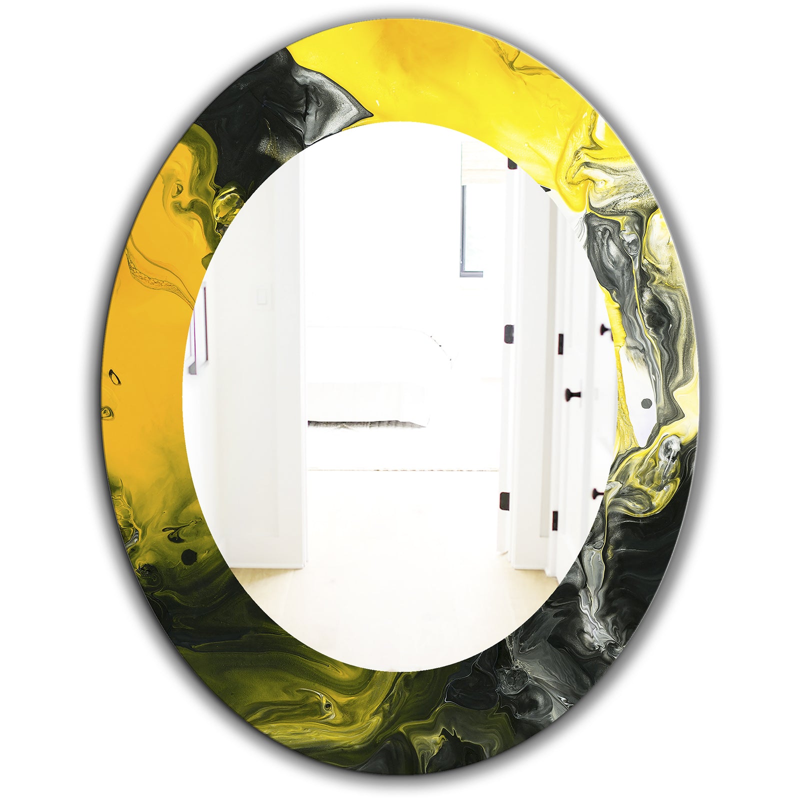 Marbled Yellow 1 - Modern Mirror - Oval or Round Wall Mirror