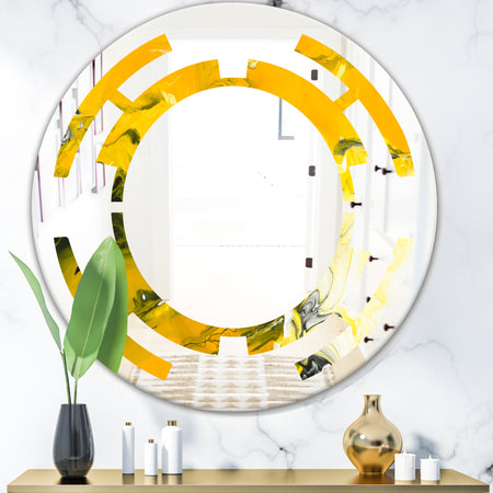 Marbled Yellow 2 - Modern Round or Oval Wall Mirror - Space
