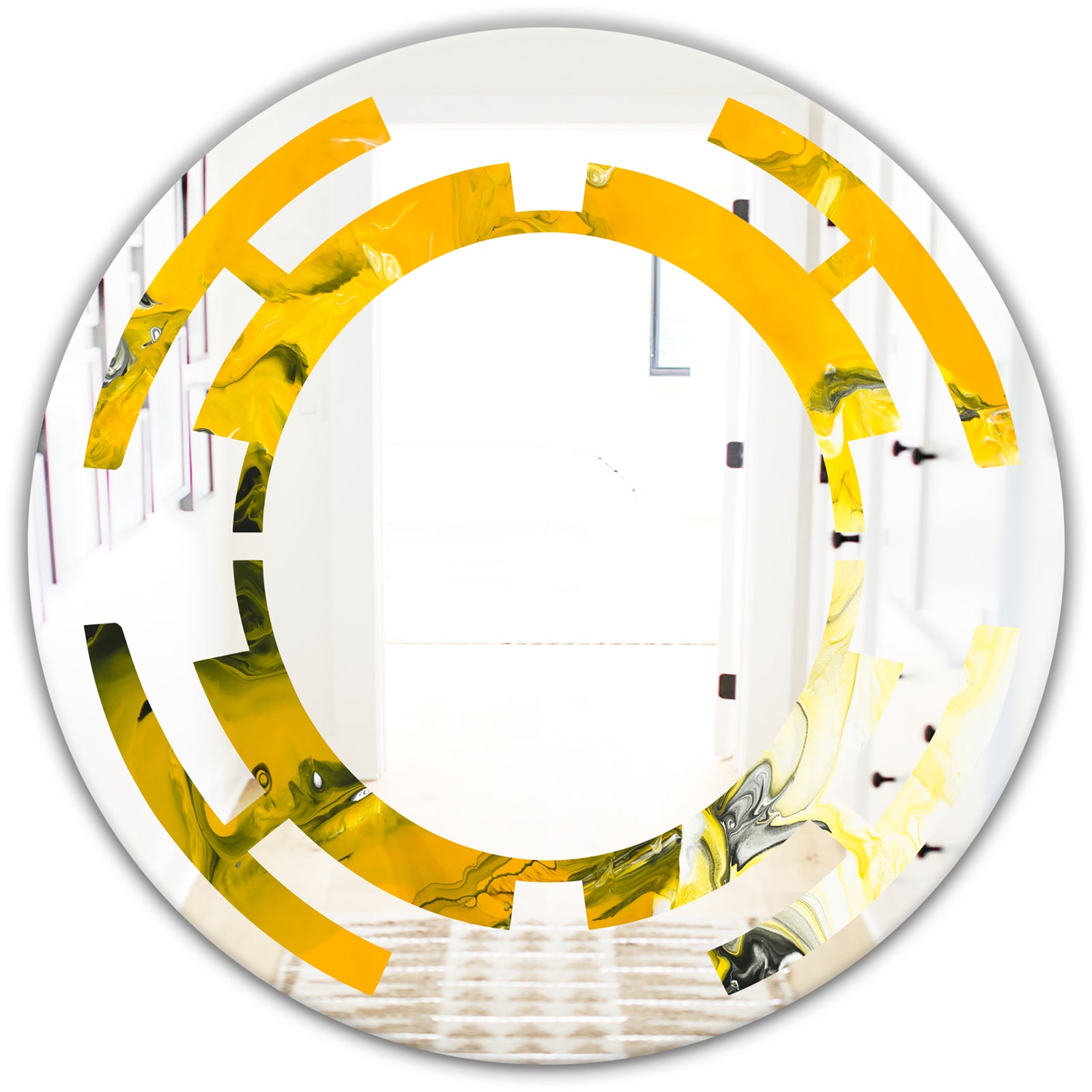 Marbled Yellow 2 - Modern Round or Oval Wall Mirror - Space