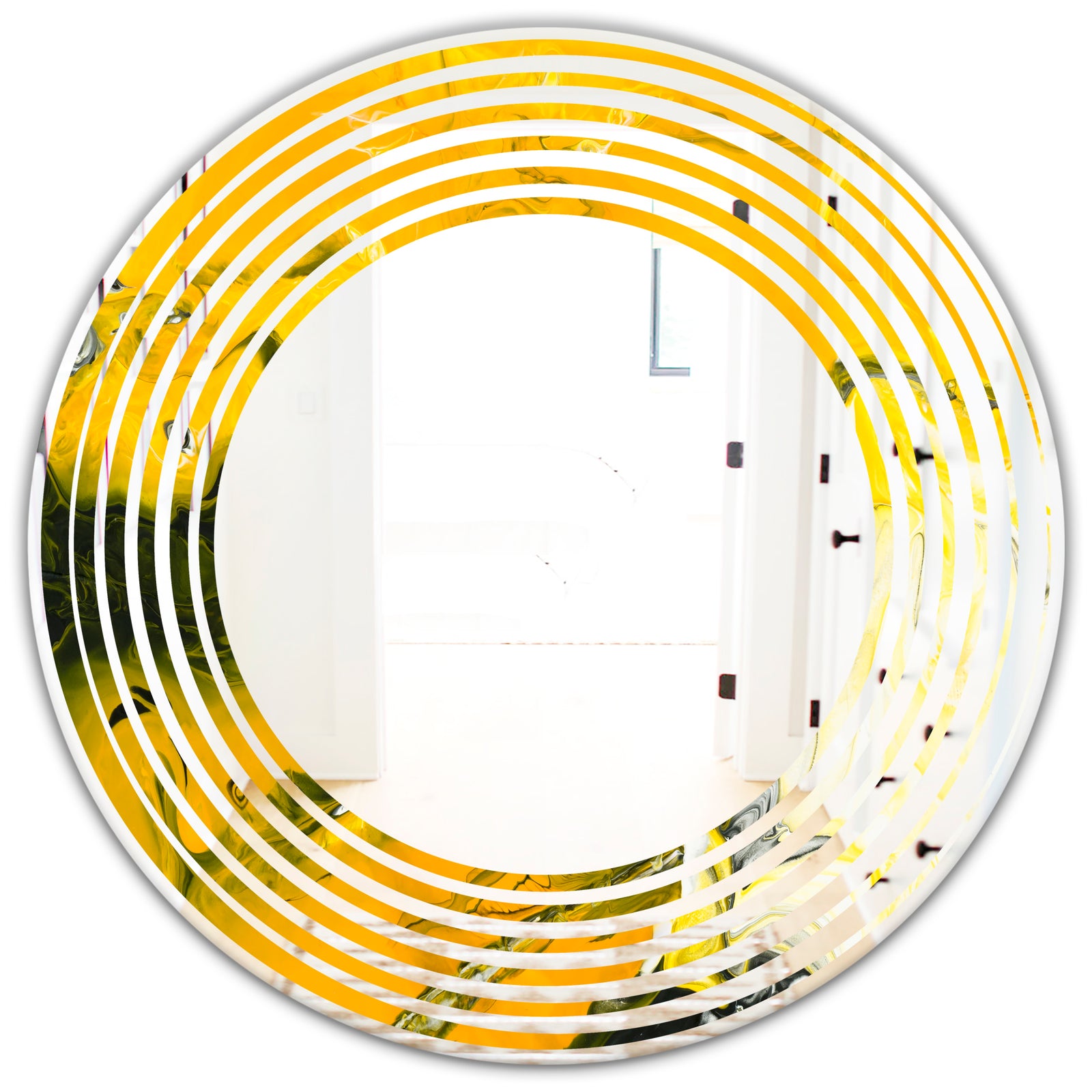 Marbled Yellow 2 - Modern Round or Oval Wall Mirror - Wave