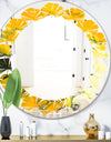 Marbled Yellow 2 - Modern Round or Oval Wall Mirror - Leaves