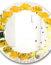 Marbled Yellow 2 - Modern Round or Oval Wall Mirror - Leaves