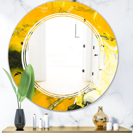 Marbled Yellow 2 - Modern Round or Oval Wall Mirror - Triple C
