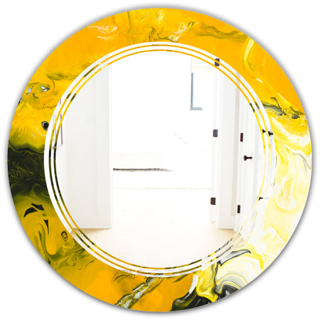 Marbled Yellow 2 - Modern Round or Oval Wall Mirror - Triple C
