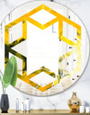 Marbled Yellow 2 - Modern Round or Oval Wall Mirror - Hexagon Star
