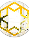 Marbled Yellow 2 - Modern Round or Oval Wall Mirror - Hexagon Star