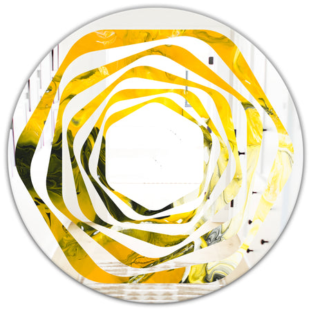Marbled Yellow 2 - Modern Round or Oval Wall Mirror - Whirl