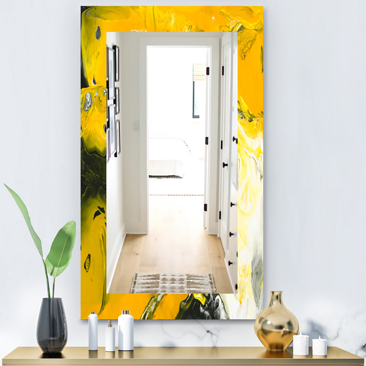 Marbled Yellow 2 - Modern Mirror - Frameless Wall Mirror
