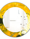 Marbled Yellow 2 - Modern Mirror - Frameless Oval or Round Wall Mirror