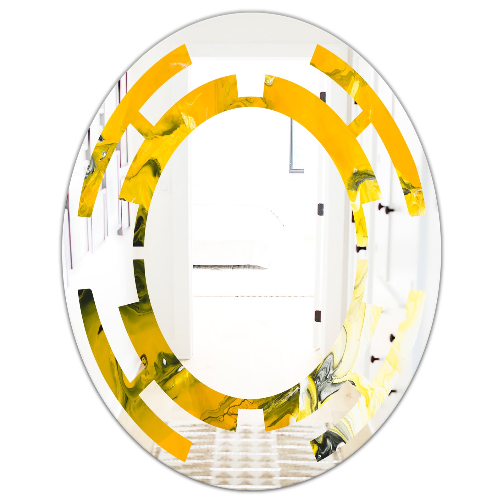 Marbled Yellow 2 - Modern Round or Oval Wall Mirror - Space