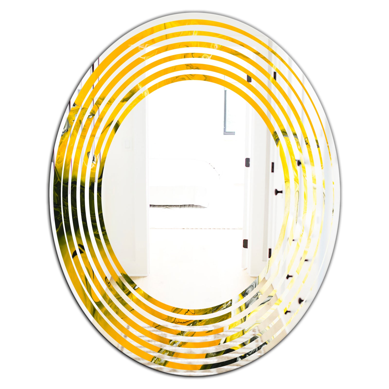 Marbled Yellow 2 - Modern Round or Oval Wall Mirror - Wave