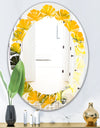 Marbled Yellow 2 - Modern Round or Oval Wall Mirror - Leaves