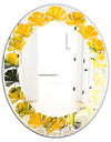 Marbled Yellow 2 - Modern Round or Oval Wall Mirror - Leaves
