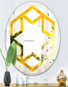 Marbled Yellow 2 - Modern Round or Oval Wall Mirror - Hexagon Star