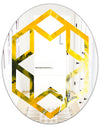 Marbled Yellow 2 - Modern Round or Oval Wall Mirror - Hexagon Star