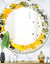 Marbled Yellow 3 - Modern Round or Oval Wall Mirror - Leaves