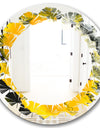 Marbled Yellow 3 - Modern Round or Oval Wall Mirror - Leaves