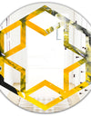 Marbled Yellow 3 - Modern Round or Oval Wall Mirror - Hexagon Star
