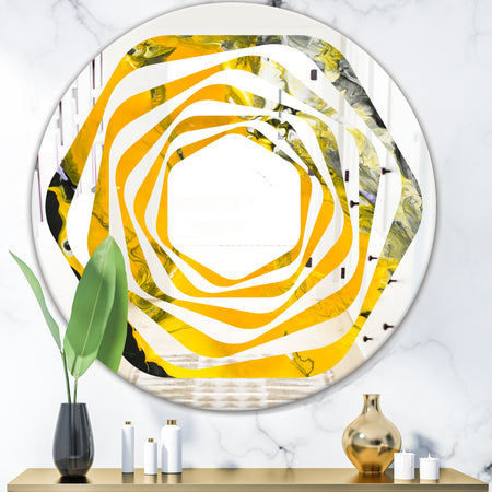Marbled Yellow 3 - Modern Round or Oval Wall Mirror - Whirl