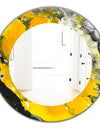 Marbled Yellow 3 - Frameless Modern Mirror - Oval or Round Decorative or Bathroom Mirror