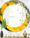 Marbled Yellow 3 - Frameless Modern Mirror - Oval or Round Decorative or Bathroom Mirror