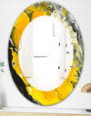 Marbled Yellow 3 - Frameless Modern Mirror - Oval or Round Decorative or Bathroom Mirror