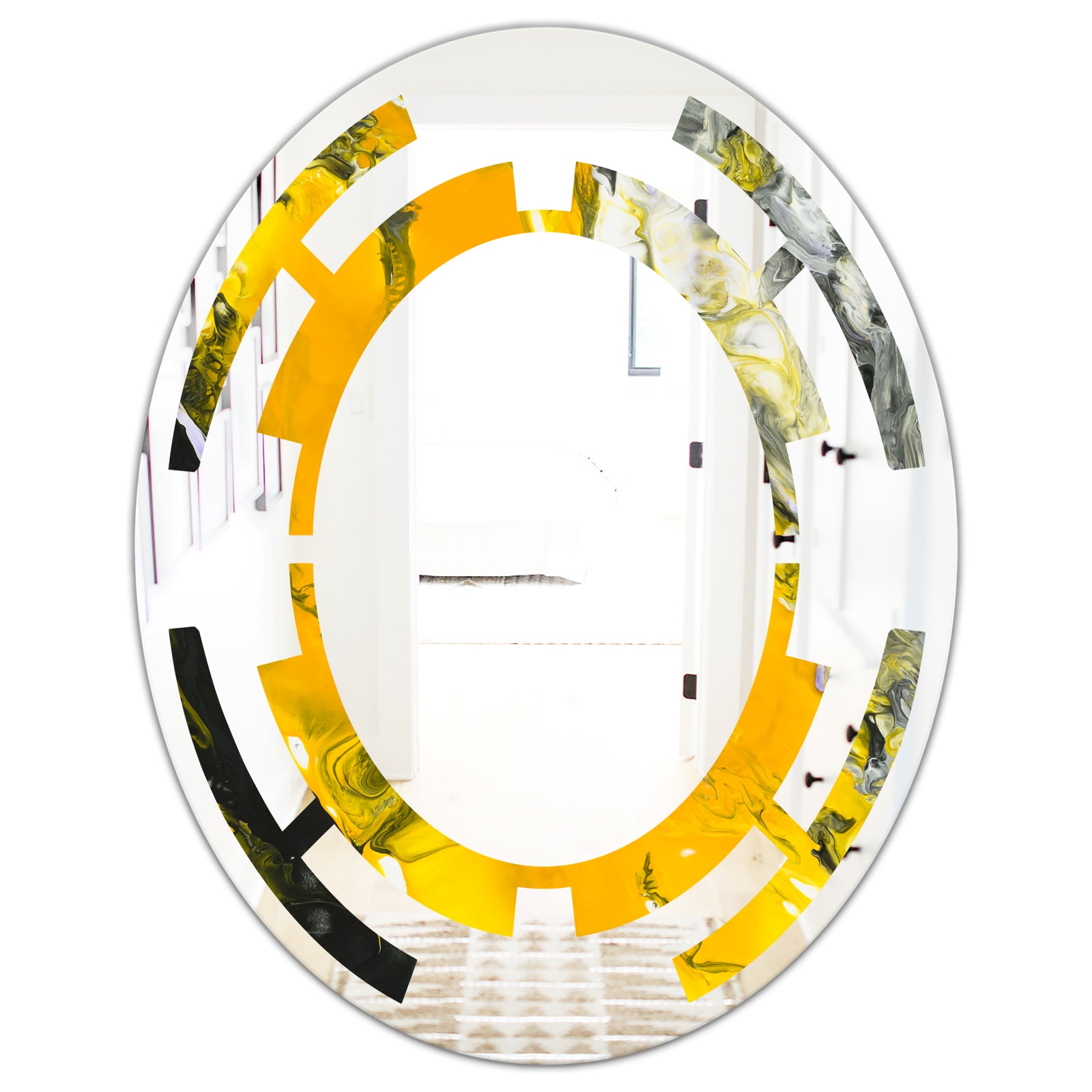 Marbled Yellow 3 - Modern Round or Oval Wall Mirror - Space