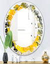 Marbled Yellow 3 - Modern Round or Oval Wall Mirror - Leaves