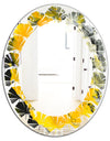 Marbled Yellow 3 - Modern Round or Oval Wall Mirror - Leaves