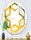 Marbled Yellow 3 - Modern Round or Oval Wall Mirror - Hexagon Star