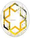 Marbled Yellow 3 - Modern Round or Oval Wall Mirror - Hexagon Star