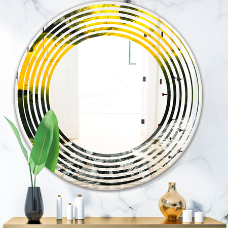 Marbled Yellow 4 - Modern Round or Oval Wall Mirror - Wave