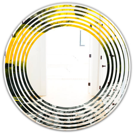 Marbled Yellow 4 - Modern Round or Oval Wall Mirror - Wave