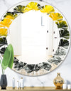 Marbled Yellow 4 - Modern Round or Oval Wall Mirror - Leaves