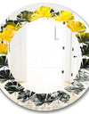 Marbled Yellow 4 - Modern Round or Oval Wall Mirror - Leaves