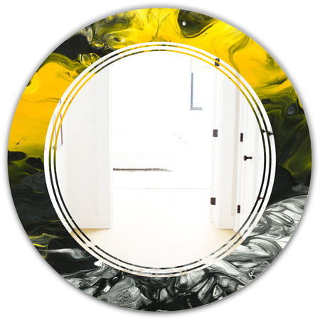 Marbled Yellow 4 - Modern Round or Oval Wall Mirror - Triple C