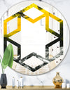 Marbled Yellow 4 - Modern Round or Oval Wall Mirror - Hexagon Star