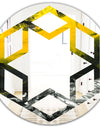 Marbled Yellow 4 - Modern Round or Oval Wall Mirror - Hexagon Star