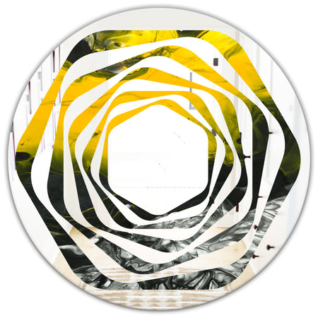 Marbled Yellow 4 - Modern Round or Oval Wall Mirror - Whirl