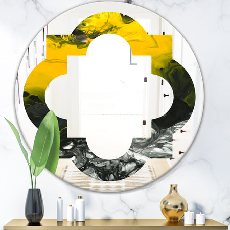Marbled Yellow 4 - Modern Round or Oval Wall Mirror - Quatrefoil
