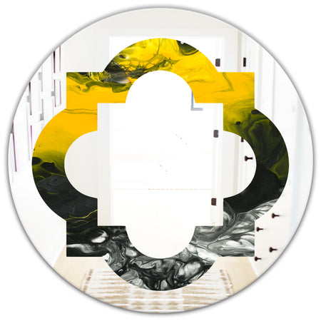 Marbled Yellow 4 - Modern Round or Oval Wall Mirror - Quatrefoil