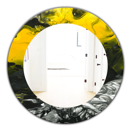 Marbled Yellow 4 - Modern Mirror - Oval or Round Wall Mirror